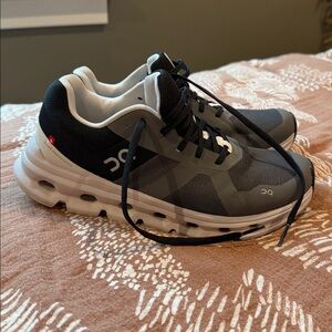 On Running Black and White Athletic Shoes